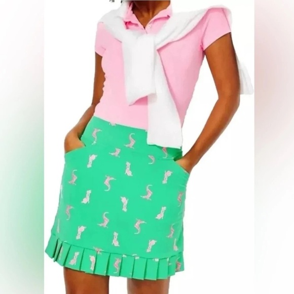 NWT Lilly Pulitzer Monica UPF 50+ Skort Spearmint Par Tee Animals SIZE 2 GOLF - Picture 10 of 10